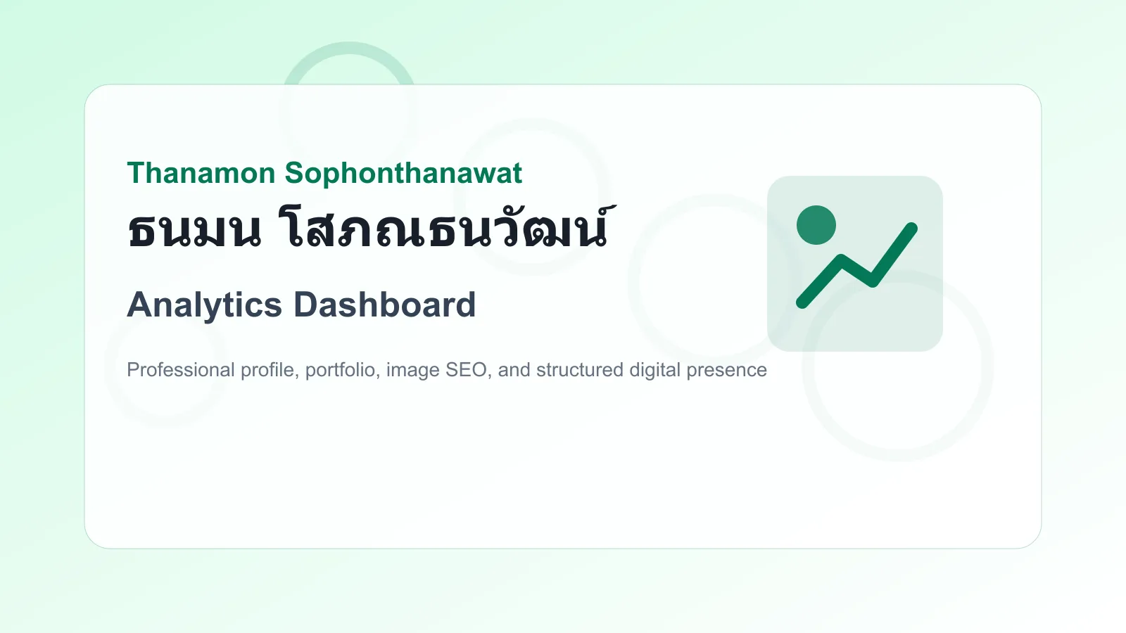ธนมน โสภณธนวัฒน์ Analytics Dashboard Analytics Dashboard of ธนมน โสภณธนวัฒน์ Thanamon Sophonthanawat